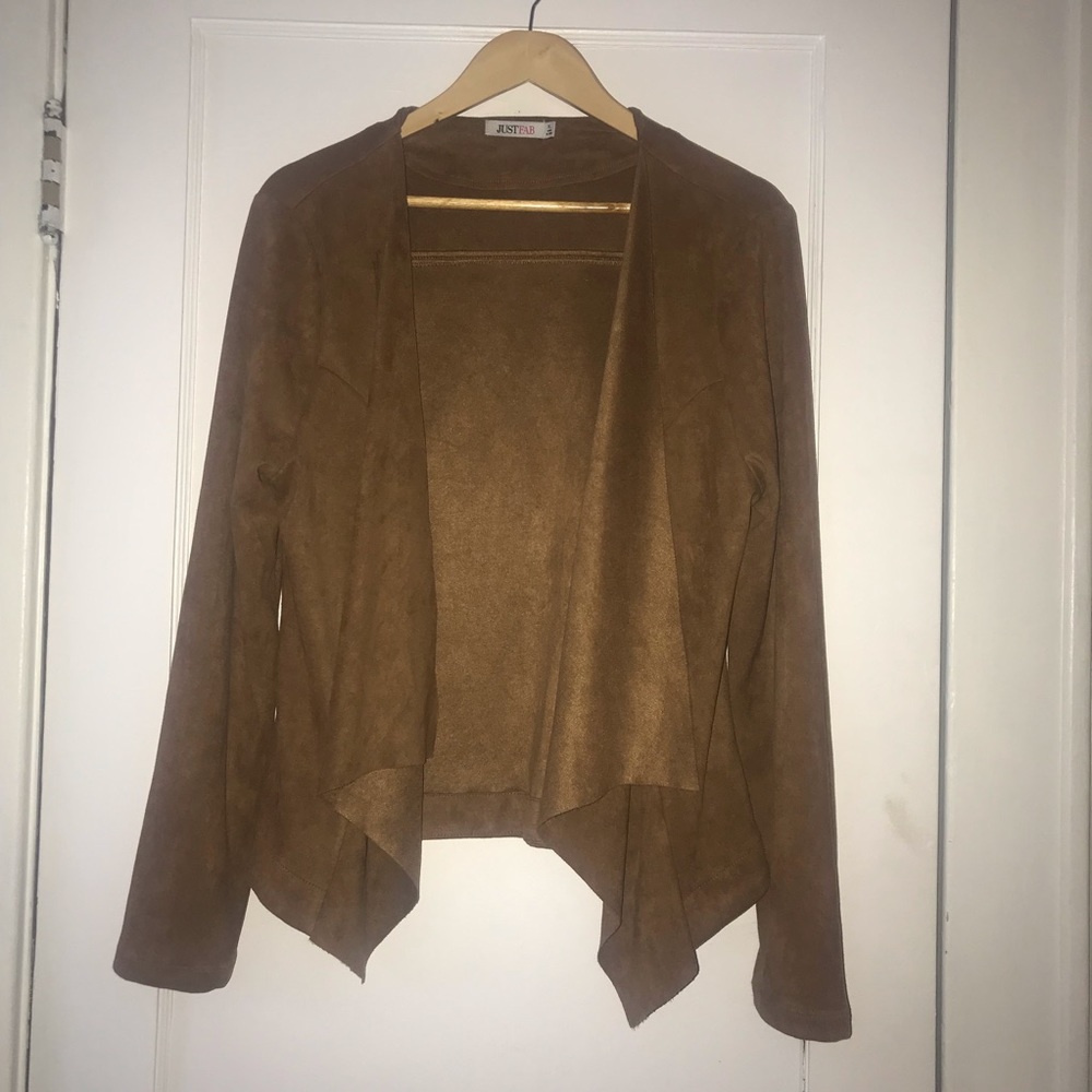 Tan Suede Open Front Blazer